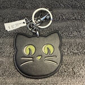 Coach Halloween Cat bag charm silver tone- NEW